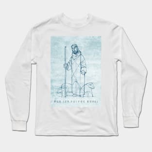 Jesus Christ Good Shepherd ink illustration Long Sleeve T-Shirt